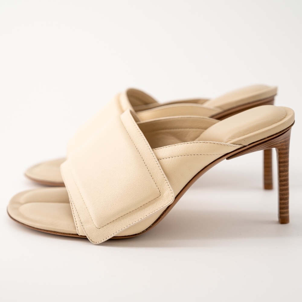 size 37 7US - Jacquemus Leather Les Mules Padded Leather Cream Heels - Picture 3 of 8